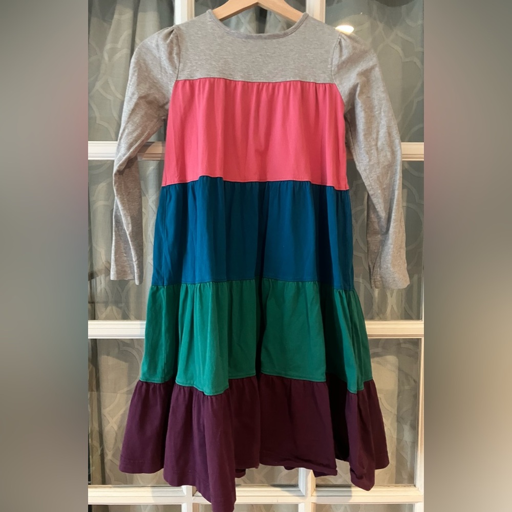 Hanna Andersson size 10 / 140 Gray, Blue, Green, Pink, & Purple Striped Dress
